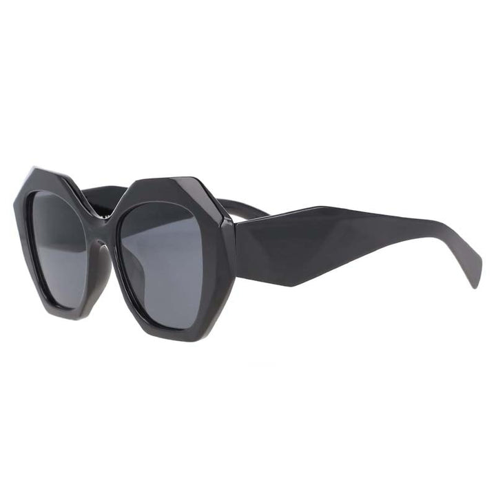 CCspace Women's Full Rim Oversized Cat Eye Square Acetate Frame Sunglasses 53378 Sunglasses CCspace Sunglasses Black