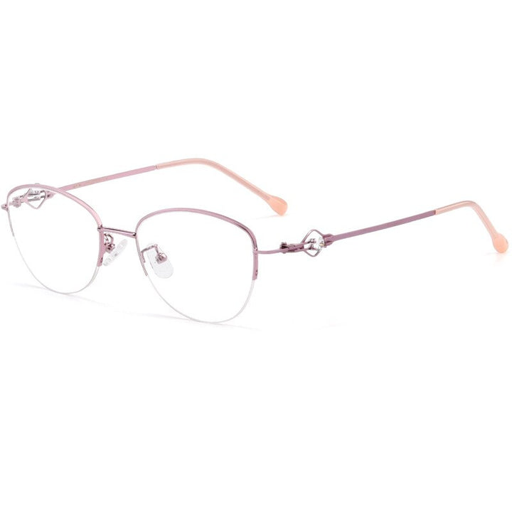 Yimaruili Women's Semi Rim Alloy Frame Eyeglasses 8025Z Semi Rim Yimaruili Eyeglasses