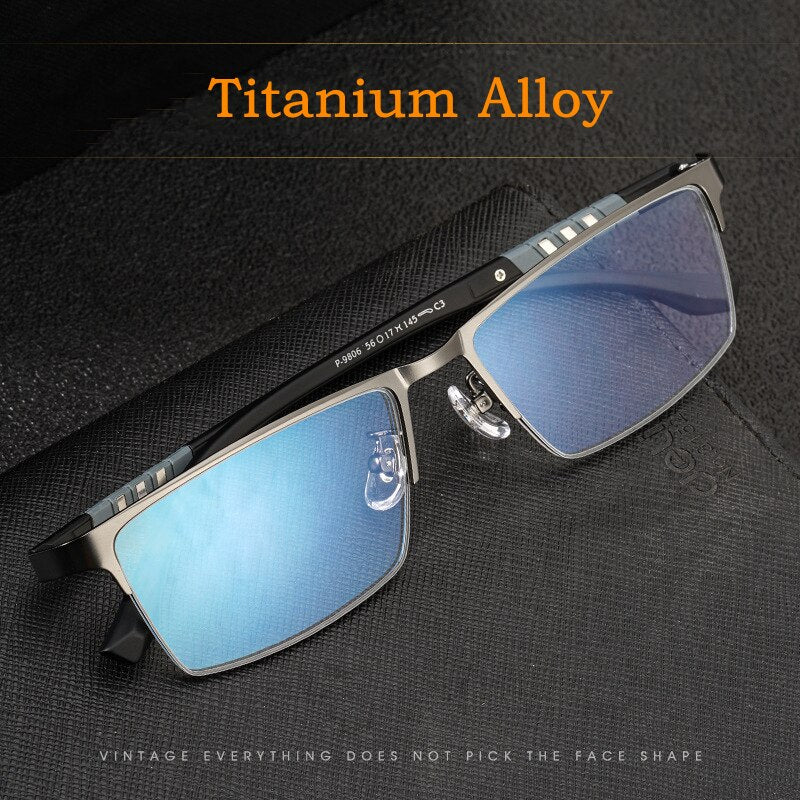 Yimaruili Men's Semi Rim Titanium Alloy Frame Eyeglasses P9806 Semi Rim Yimaruili Eyeglasses