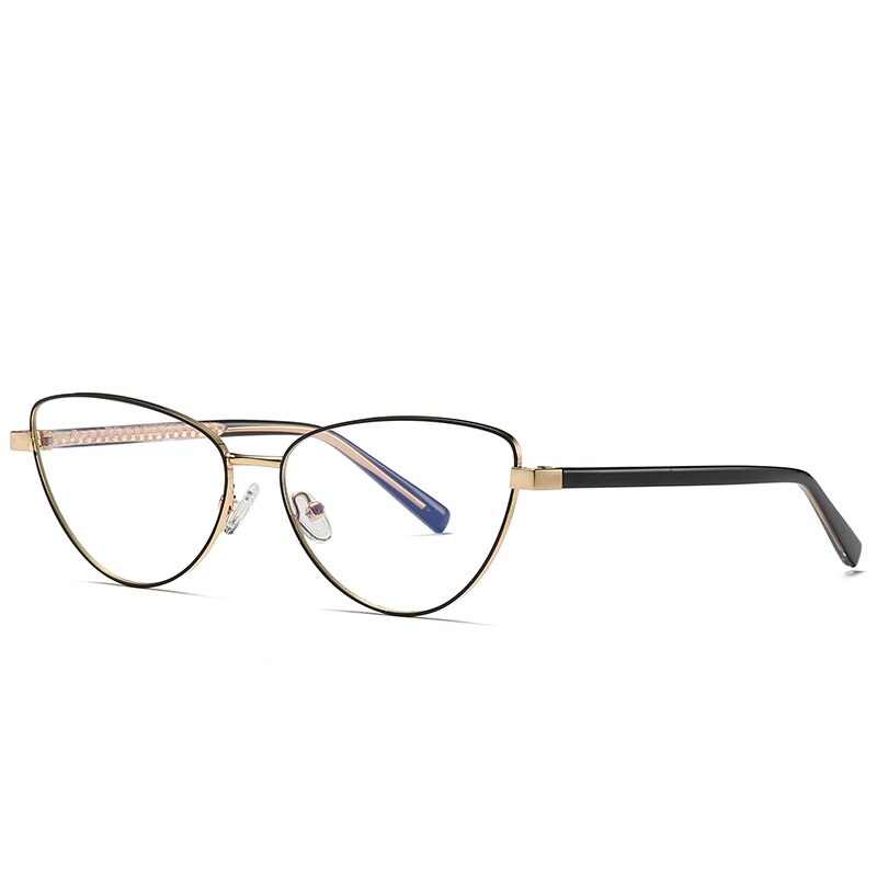Hotochki Women's Full Rim Cat Eye Alloy Frame Eyeglasses 3006 Full Rim Hotochki Black Golden