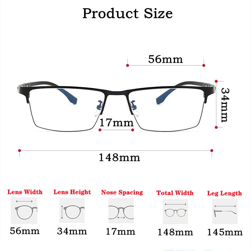 Yimaruili Men's Semi Rim Titanium Alloy Frame Eyeglasses P9806 Semi Rim Yimaruili Eyeglasses