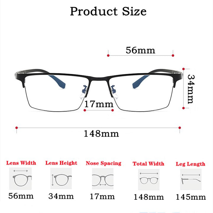 Yimaruili Men's Semi Rim Titanium Alloy Frame Eyeglasses P9806 Semi Rim Yimaruili Eyeglasses
