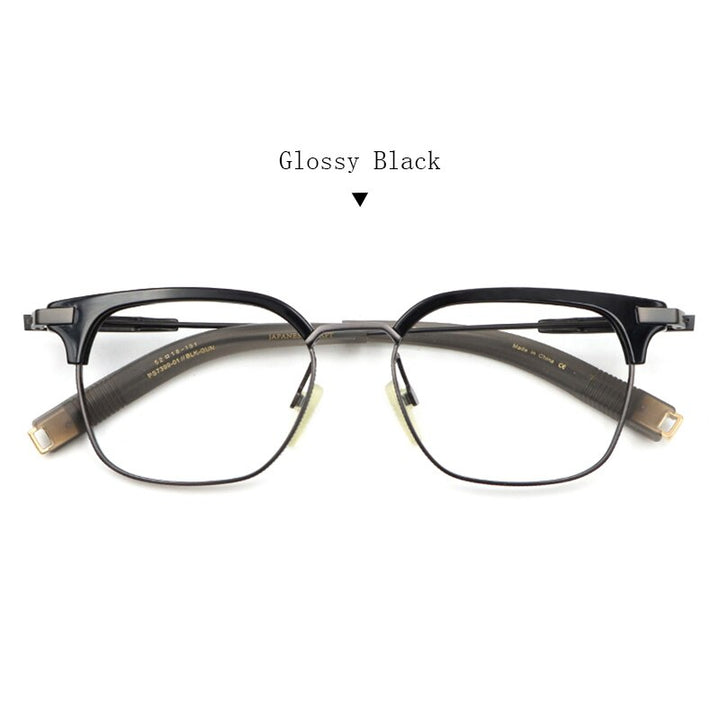 Hdcrafter Unisex Full Rim Square Titanium Frame Eyeglasses Ps7399 Full Rim Hdcrafter Eyeglasses Glossy Black