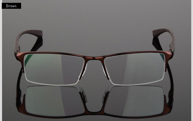 Hotochki Men's Semi Rim IP Electronic Plated Alloy Frame Eyeglasses 9065 Semi Rim Hotochki