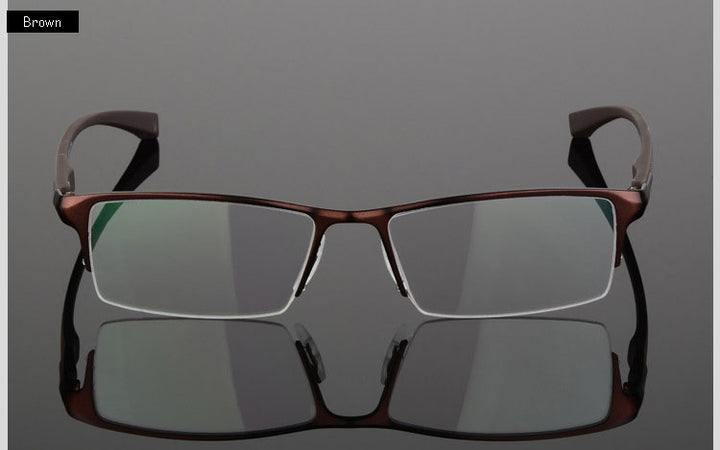 Hotochki Men's Semi Rim IP Electronic Plated Alloy Frame Eyeglasses 9065 Semi Rim Hotochki