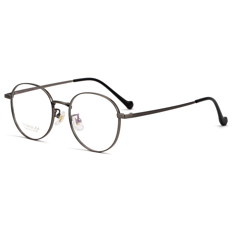 Yimaruili Men's Full Rim Round β Titanium Frame Eyeglasses T3933 Full Rim Yimaruili Eyeglasses Gun