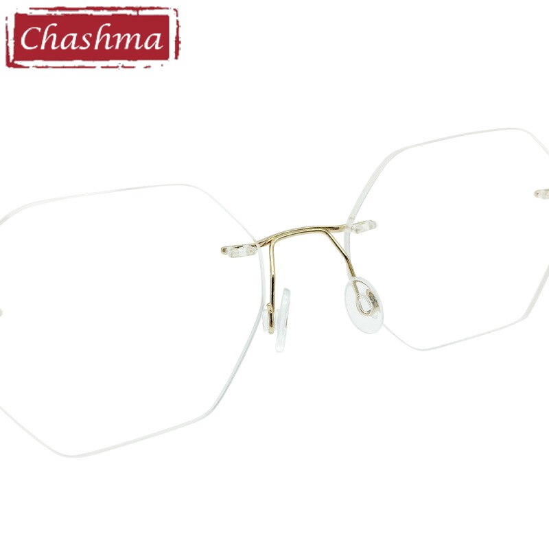 Chashma Ottica Men's Rimless  Polygon Titanium Eyeglasses 5018 Rimless Chashma Ottica