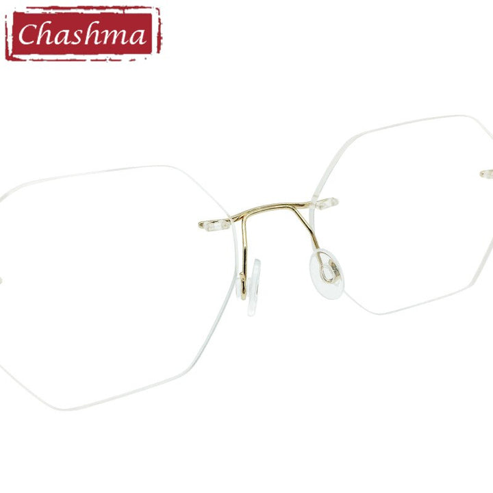 Chashma Ottica Men's Rimless  Polygon Titanium Eyeglasses 5018 Rimless Chashma Ottica