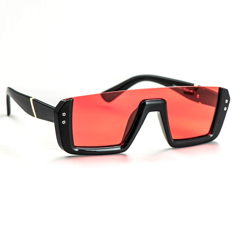 CCspace Women's Semi Rim One Goggle Lens Resin Frame Sunglasses 51013 Sunglasses CCspace Sunglasses red