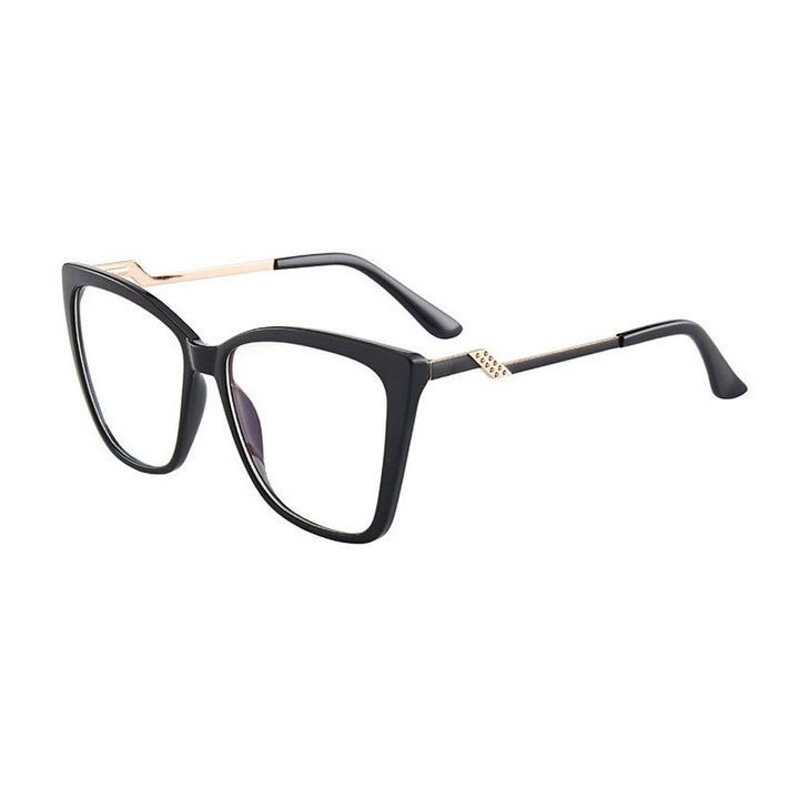 Hotony Women's Full Rim TR 90 Resin Square Cat Eye Frame Eyeglasses 7049 Full Rim Hotony black