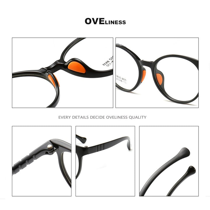 Oveliness Children's Unisex Full Rim Round Tr90 Titanium Eyeglasses 8835 Full Rim Oveliness