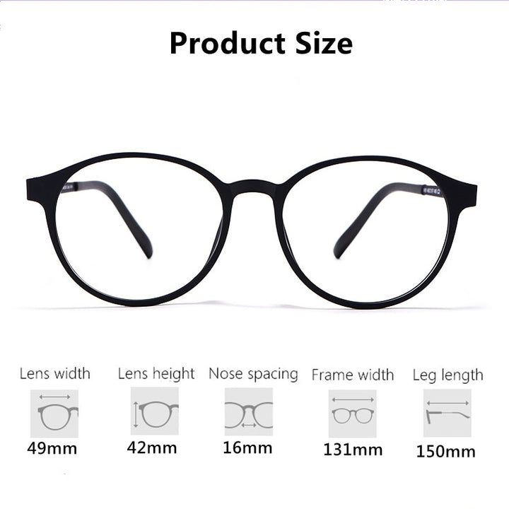 Yimaruili Unisex Full Rim Round Titanium Frame Eyeglasses 8868T Full Rim Yimaruili Eyeglasses