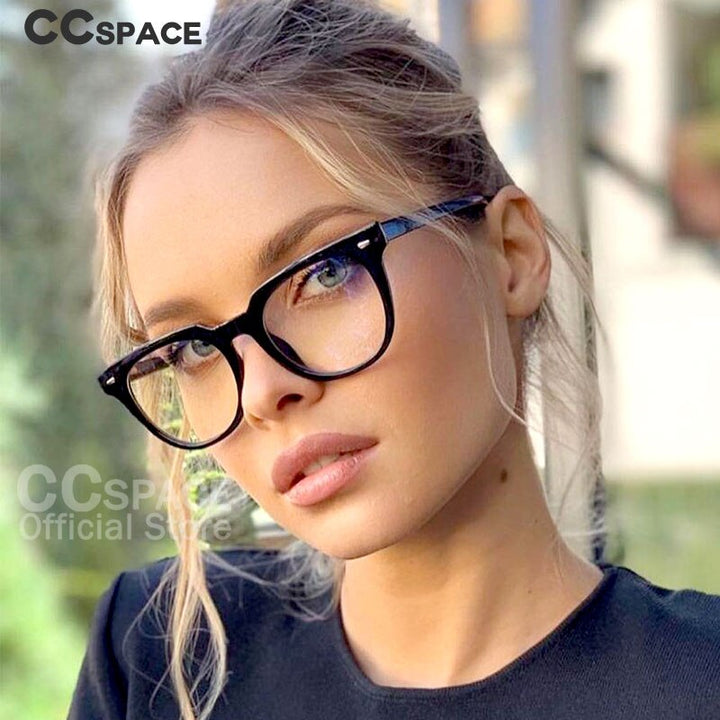 CCspace Unisex Full Rim Oval Square Tr 90 Titanium Frame Eyeglasses 51026 Full Rim CCspace