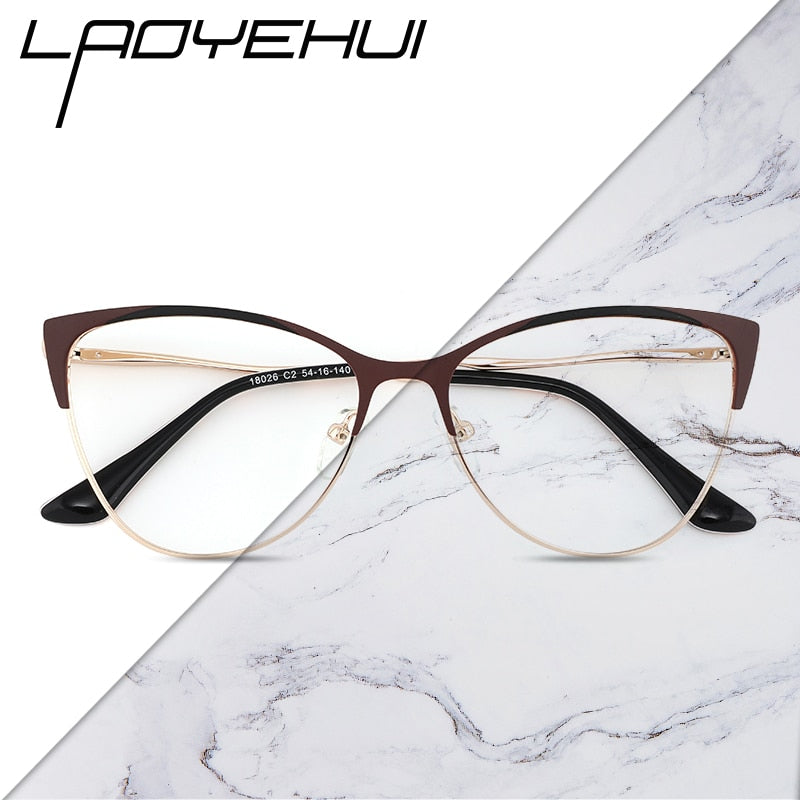Laoyehui Women's Eyeglasses Cat Eye Alloy Frame 18026 Full Rim Laoyehui