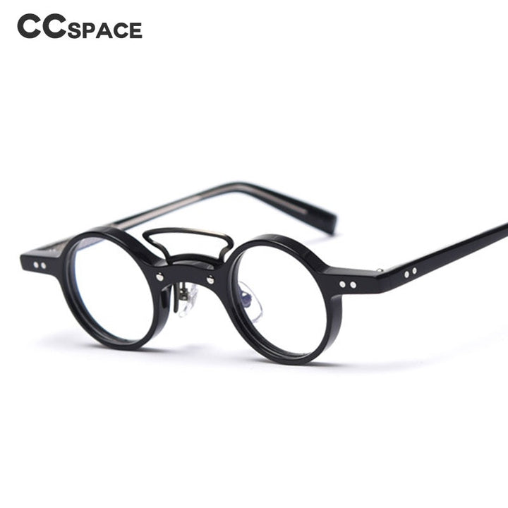 CCspace Unisex Full Rim Round Acetate Punk Double Bridge Frame Eyeglasses 49805 Full Rim CCspace