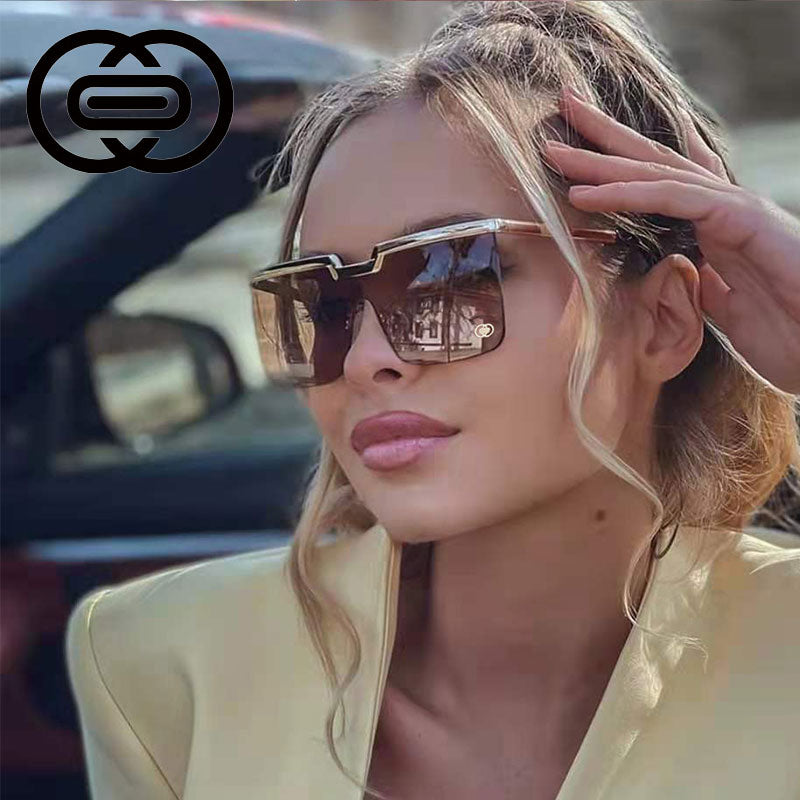 CCspace Women's Rimless Oversized Square One Lens Alloy Frame Sunglasses 51121 Sunglasses CCspace Sunglasses