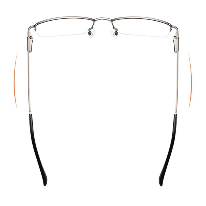 Handoer Unisex Semi Rim Rectangle Alloy Eyeglasses Semi Rim Handoer