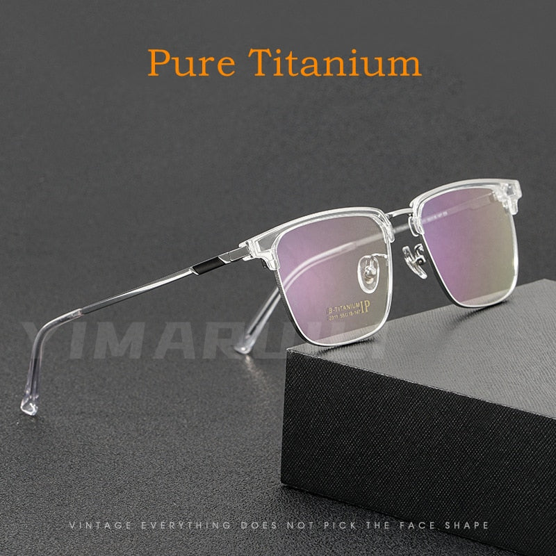 Yimaruili Men's Full Rim IP Plated β Titanium Square Frame Eyeglasses 2311YJ Full Rim Yimaruili Eyeglasses