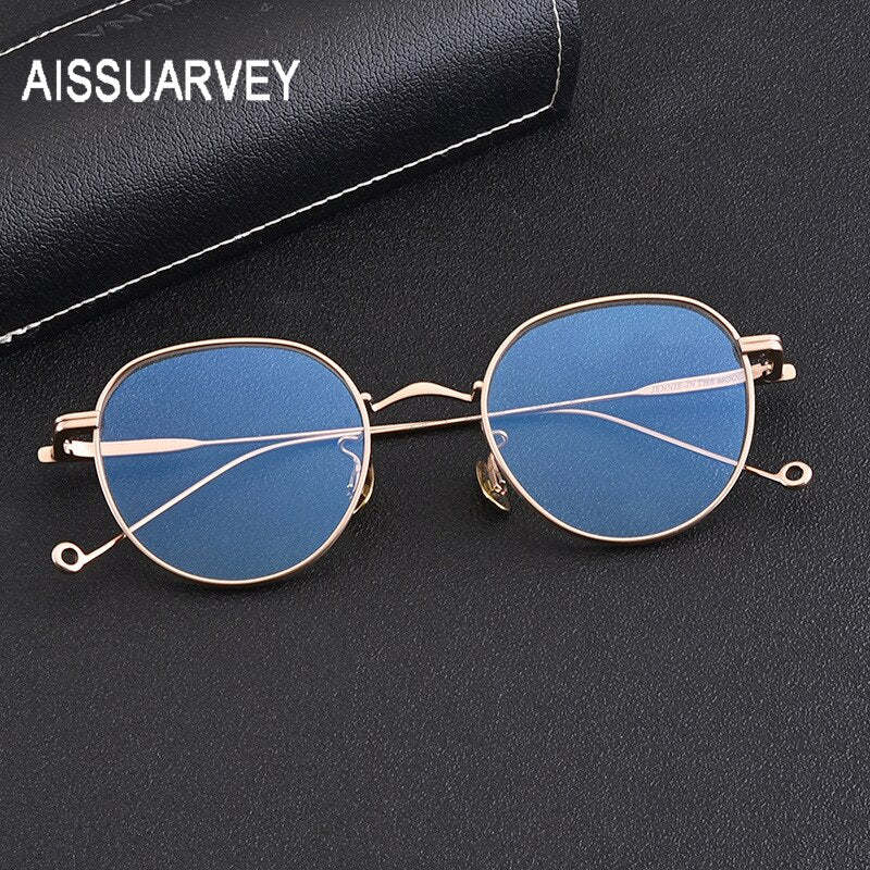 Aissuarvey Round Full Rim Titanium Frame Eyeglasses Unisex Full Rim Aissuarvey Eyeglasses   