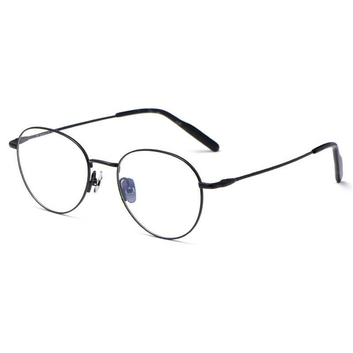 Muzz Unisex Full Rim Round B Titanium Frame Eyeglasses 15022 Full Rim Muzz Black