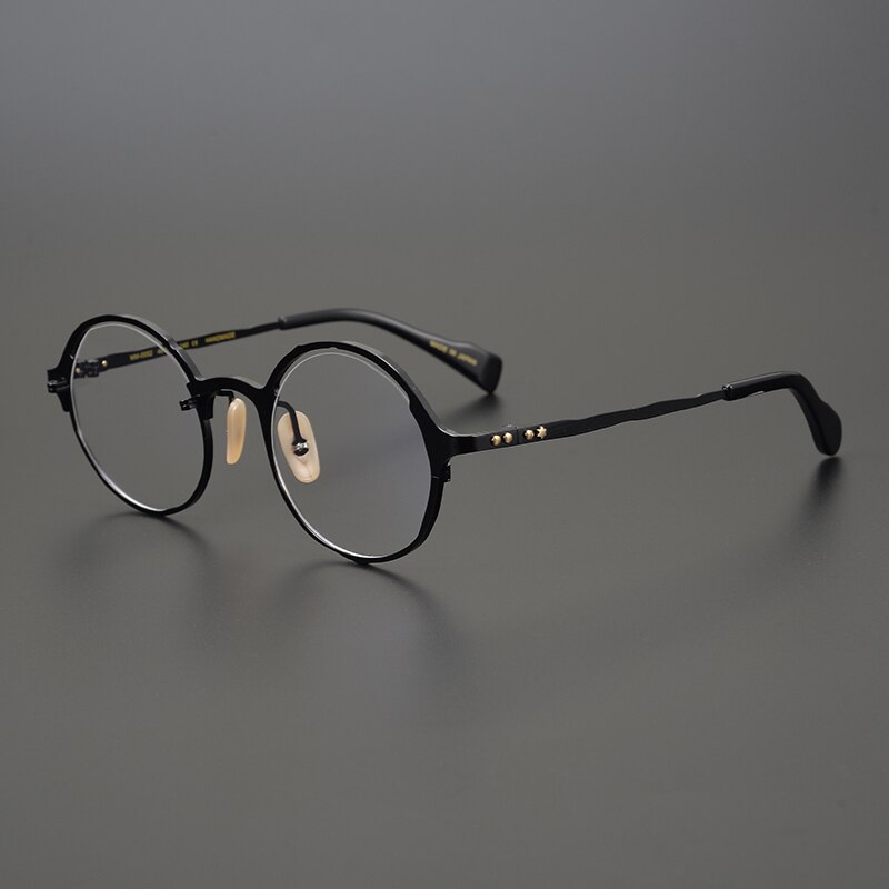 Gatenac Unisex Full Rim Round Titanium Frame Eyeglasses Gxyj665 Full Rim Gatenac Black