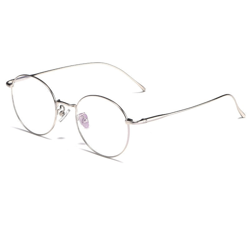 Yimaruili Unisex Full Rim Round Titanium Frame Eyeglasses 3216 Full Rim Yimaruili Eyeglasses Silver