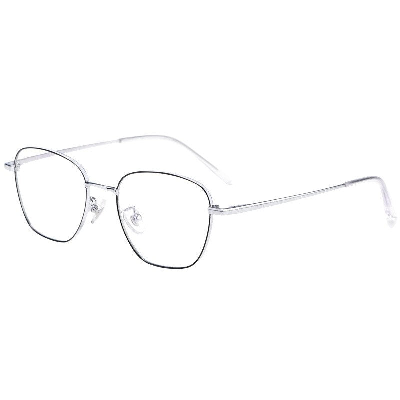 Yimaruili Unisex Full Rim Polygonal Titanium Frame Eyeglasses 9026JY Full Rim Yimaruili Eyeglasses Black Silver  