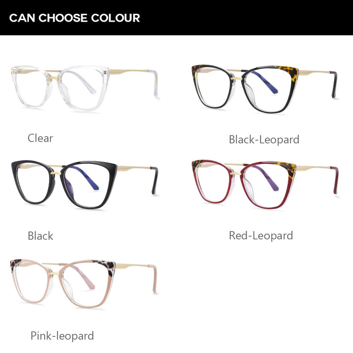 CCspace Women's Full Rim Square Cat Eye Tr 90 Titanium Eyeglasses 54077 Full Rim CCspace