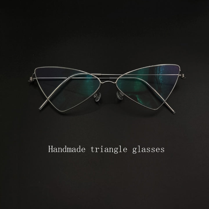 Yujo Women's Full Rim Cat Eye Triangle Stainless Steel  Eyeglasses Y049 Full Rim Yujo