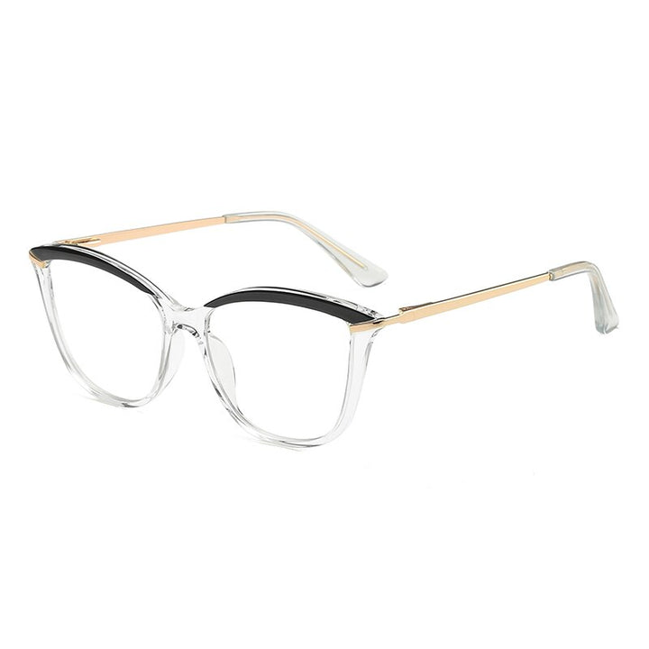 CCspace Unisex Full Rim Cat Eye Tr 90 Titanium Frame Eyeglasses 46911 Full Rim CCspace C2Clear