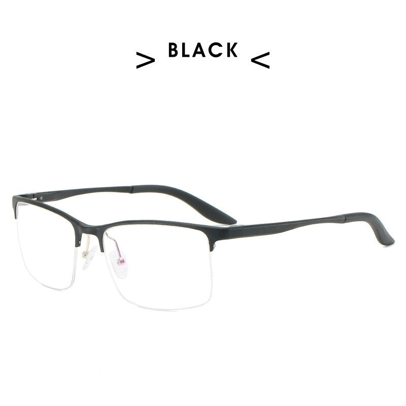 Hdcrafter Men's Semi Rim Square TR 90 Titanium Frame Eyeglasses P6325 Semi Rim Hdcrafter Eyeglasses black