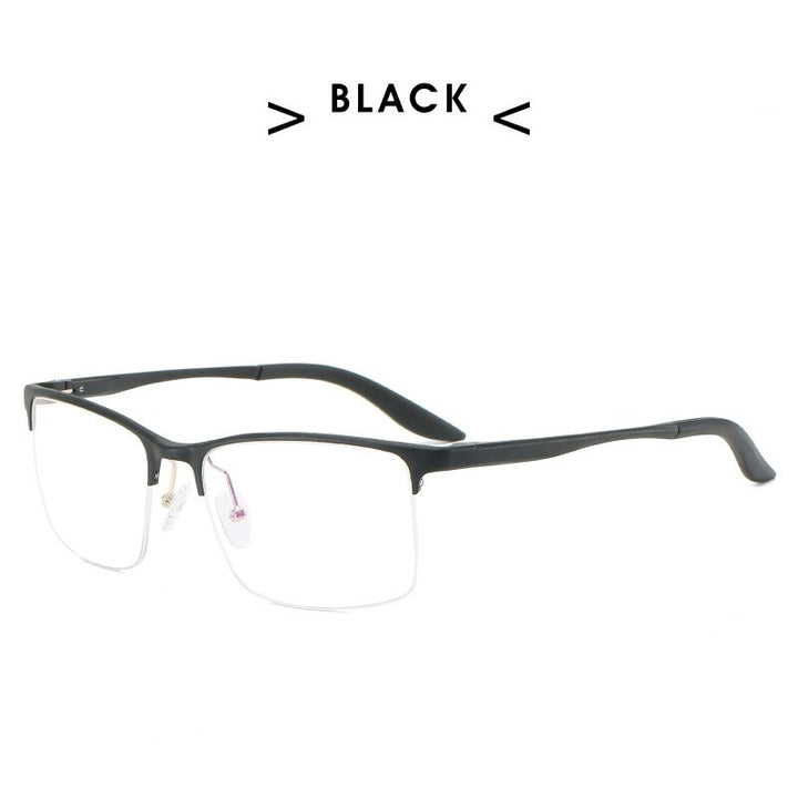 Hdcrafter Men's Semi Rim Square TR 90 Titanium Frame Eyeglasses P6325 Semi Rim Hdcrafter Eyeglasses black