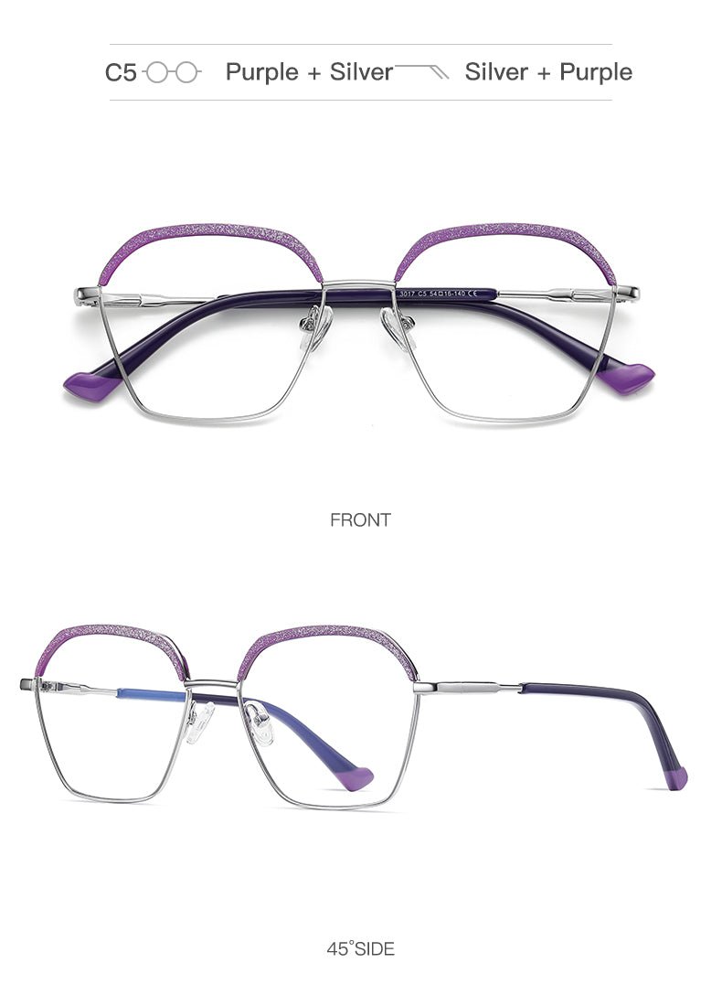 Gmei Women's Full Rim Alloy Square Frame Eyeglasses 3017 Full Rim Gmei Optical