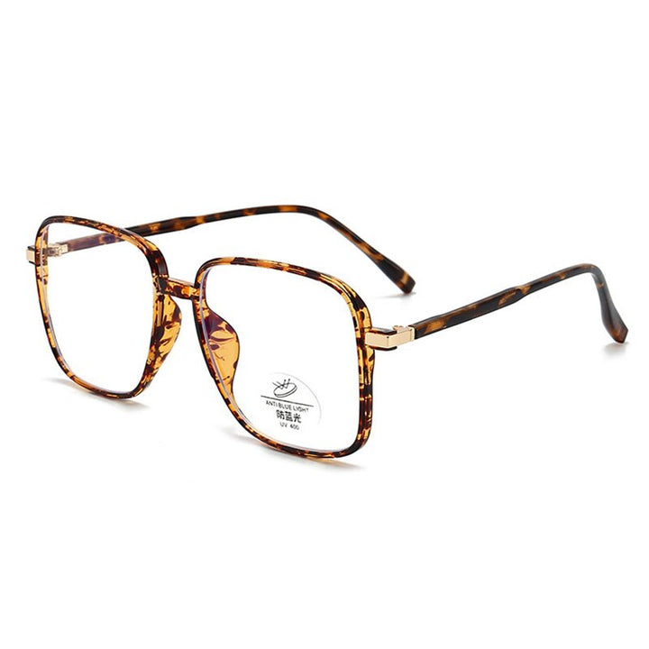 Hotony Unisex Full Rim Square TR 90 Resin Frame Eyeglasses 8877 Full Rim Hotony Leopard-C2