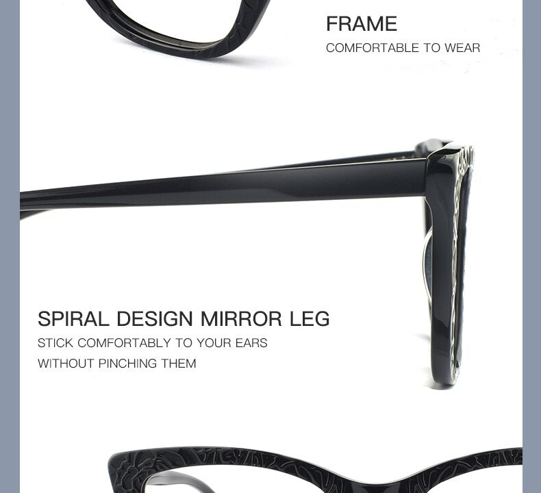 Hotochki Women's Full Rim Cat Eye TR-90 Resin Acetate Frame Eyeglasses Z508 Full Rim Hotochki