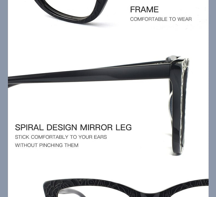 Hotochki Women's Full Rim Cat Eye TR-90 Resin Acetate Frame Eyeglasses Z508 Full Rim Hotochki