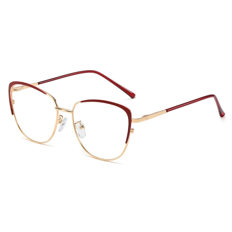 CCspace Unisex Full Rim Cat Eye Alloy Frame Eyeglasses 48183 Full Rim CCspace C7red