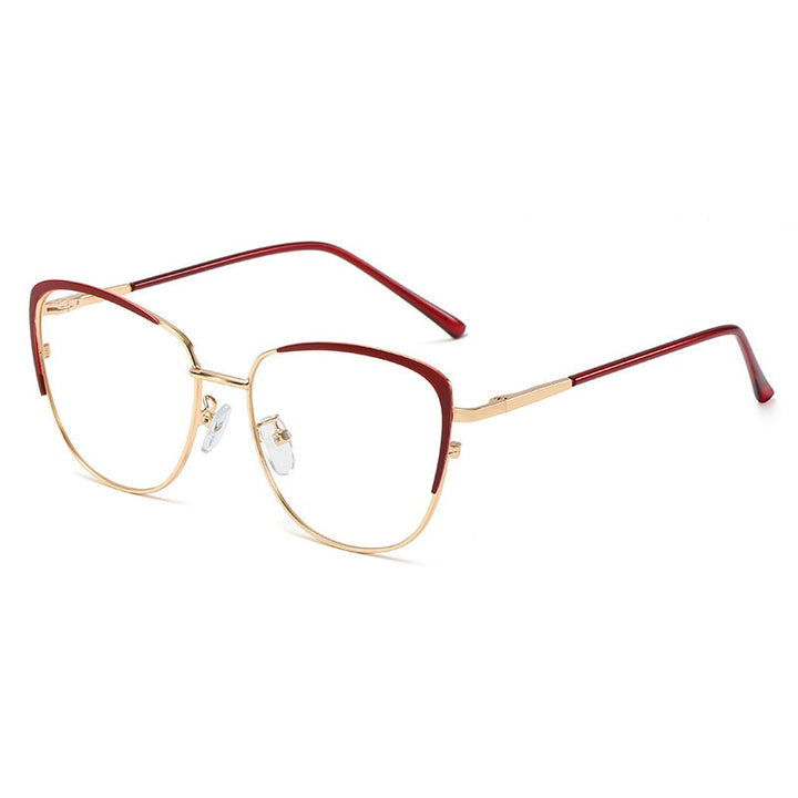 CCspace Unisex Full Rim Cat Eye Alloy Frame Eyeglasses 48183 Full Rim CCspace C7red