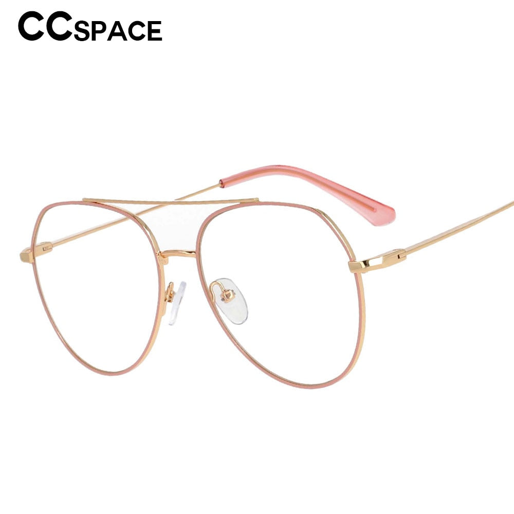 CCspace Women Full Rim Oversized Round Alloy Frame Eyeglasses 53372 Full Rim CCspace