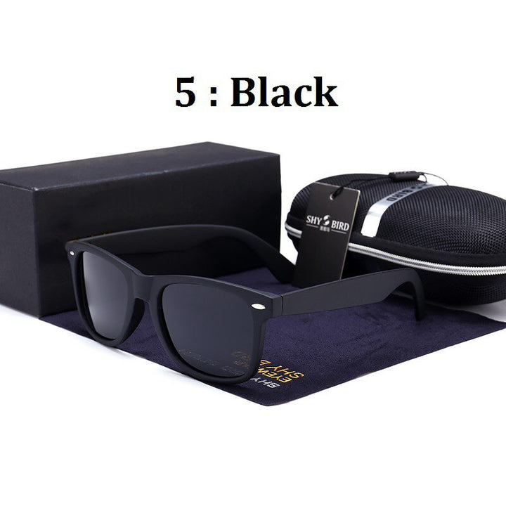 Hdcrafter Unisex Full Rim Square Acetate Frame Polarized Sunglasses 2140 Sunglasses HdCrafter Sunglasses Black  