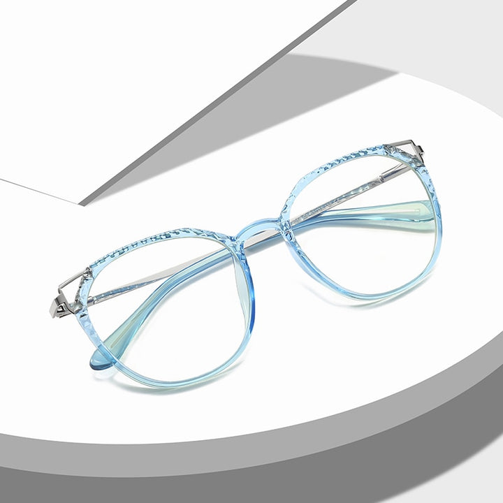 Hotochki Women's Full Rim Round TR-90 Resin Alloy Frame Eyeglasses 2054 Full Rim Hotochki