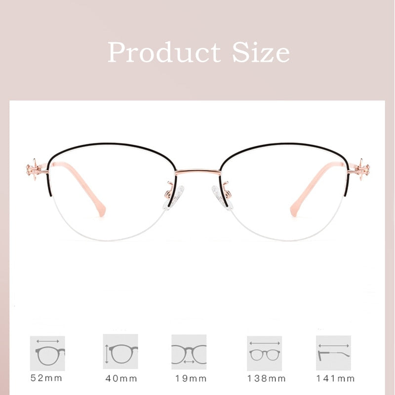Yimaruili Women's Semi Rim Alloy Frame Eyeglasses 8025Z Semi Rim Yimaruili Eyeglasses