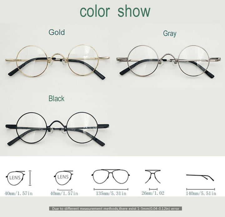 Yujo Unisex Full Rim Round Eyeglasses Alloy Eyeglasses 811008 Full Rim Yujo