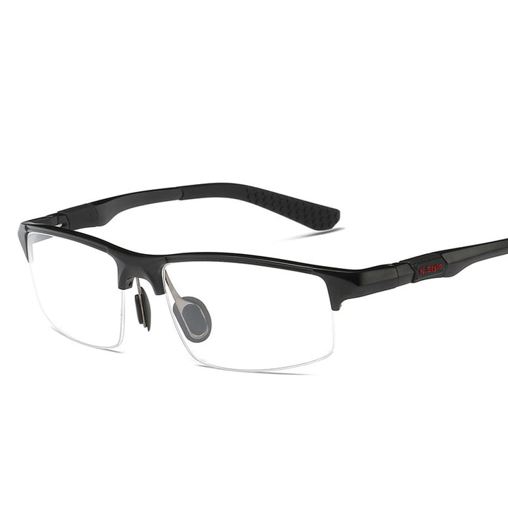 Yimaruili Men's Semi Rim Square Aluminum Magnesium Sport Eyeglasses Y3121 Semi Rim Yimaruili Eyeglasses Black