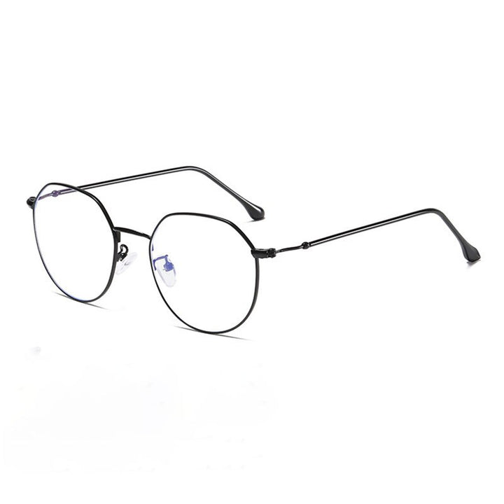 Hotony Unisex Full Rim Polygonal Alloy Frame Eyeglasses 1905 Full Rim Hotony black