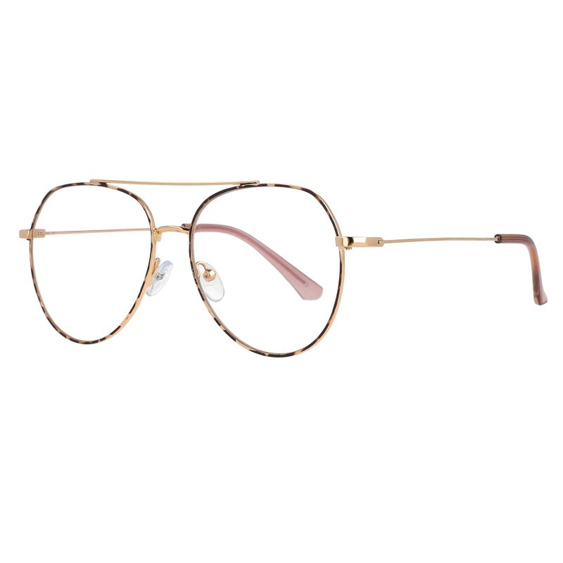 CCspace Women Full Rim Oversized Round Alloy Frame Eyeglasses 53372 Full Rim CCspace leopard