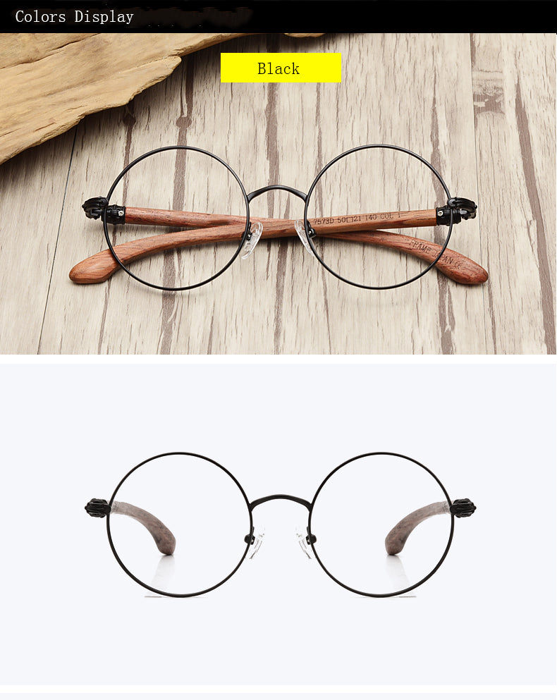 Hdcrafter Unisex Full Rim Round  Titanium Wood Frame Eyeglasses 7573 Full Rim Hdcrafter Eyeglasses