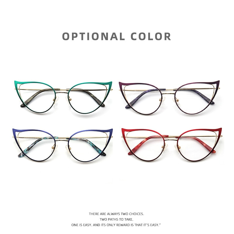 Laoyehui Women's Eyeglasses Cat Eye Alloy Reading Glasses Black White Green 9016 Reading Glasses Laoyehui