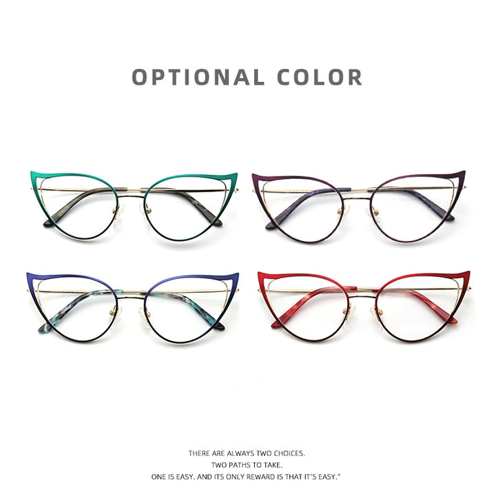 Laoyehui Women's Eyeglasses Cat Eye Alloy Reading Glasses Black White Green 9016 Reading Glasses Laoyehui