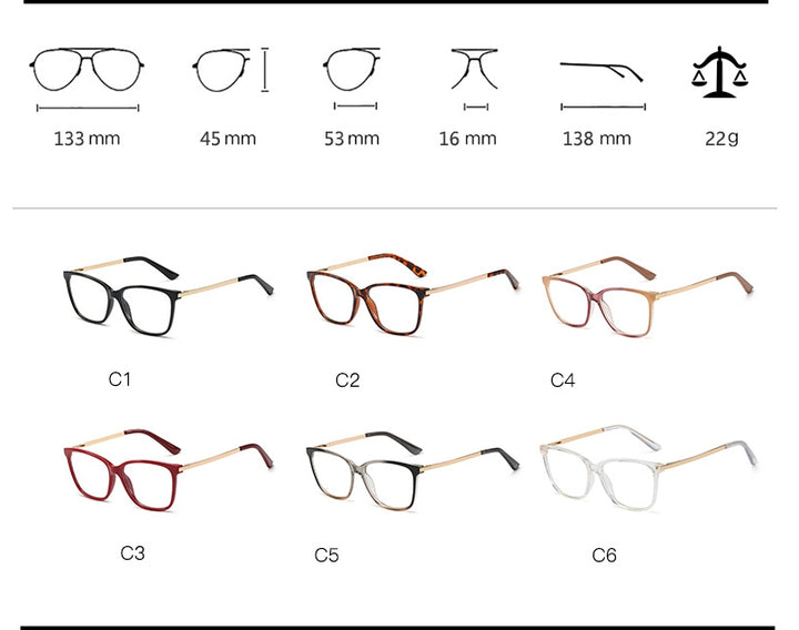 CCspace Unisex Full Rim Square Cat Eye Tr 90 Titanium Frame Eyeglasses 48152 Full Rim CCspace
